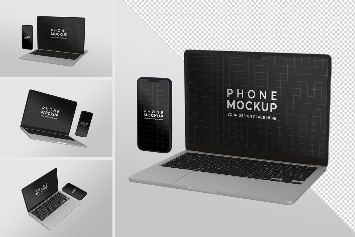 Macbook Laptop & Phone Mockup（841216）-技能树